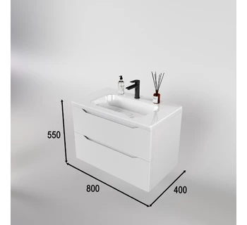 Тумба с раковиной подвесная Style Line Марелла 80 антискрейтч цвет белый матовый