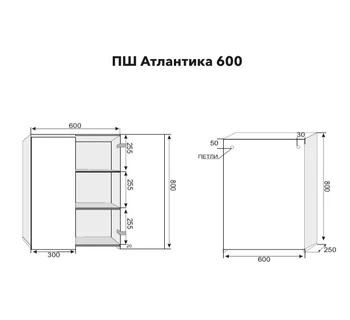 Шкаф подвесной Атлантика 600 антискрейч