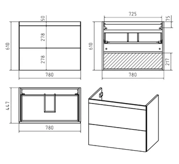 Тумба с раковиной Misty Атлантик 80 подвесная белая