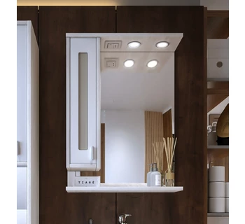 Шкаф-зеркало Бриклаер Бали 62 левое светлая лиственница / белый