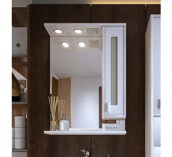 Шкаф-зеркало Бриклаер Бали 62 правое светлая лиственница / белый