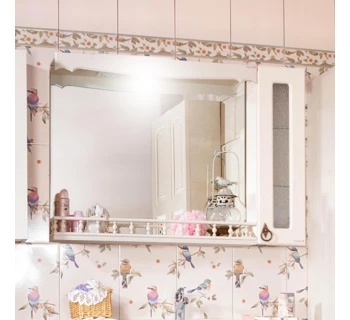 Шкаф-зеркало Бриклаер Кантри 85 со шкафчиком 20 и балюстрадой 85 цвет бежевый