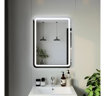 Зеркало Бриклаер Эстель 1 60 с подсветкой LED, на взмах руки зеркальное полотно глянцевое / белый