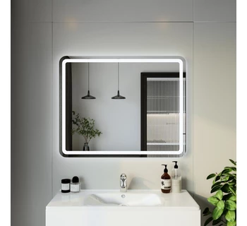 Зеркало Бриклаер Эстель 1 100 с подсветкой LED, на взмах руки зеркальное полотно глянцевое / белый