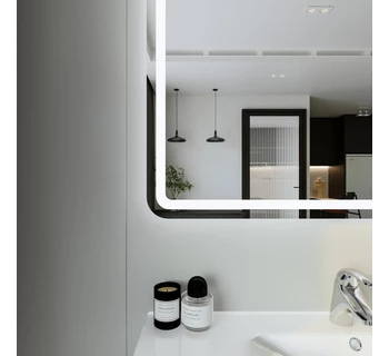 Зеркало Бриклаер Эстель 1 100 с подсветкой LED, на взмах руки зеркальное полотно глянцевое / белый