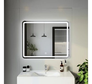 Зеркало Бриклаер Эстель 1 100 с подсветкой LED, сенсор на зеркале зеркальное полотно глянцевое / белый