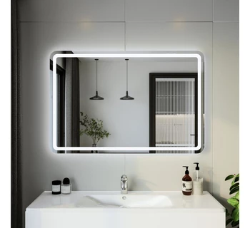 Зеркало Бриклаер Эстель 1 120 с подсветкой LED, на взмах руки зеркальное полотно глянцевое / белый