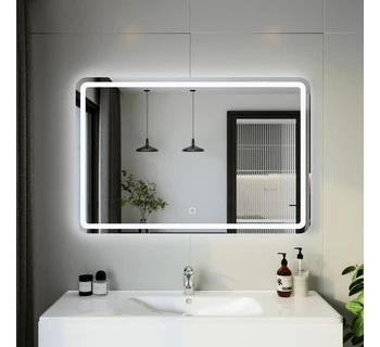 Зеркало Бриклаер Эстель 1 120 с подсветкой LED, сенсор на зеркале зеркальное полотно глянцевое / белый