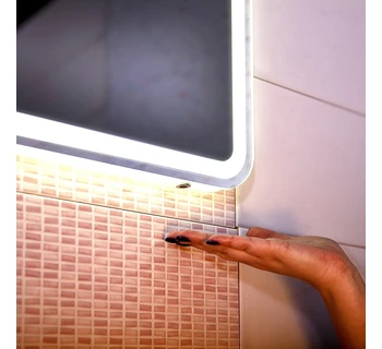 Зеркало Бриклаер Эстель-2 120 с подсветкой LED на взмах руки с часами