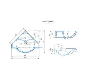 Раковина накладная Бриклаер Классик угловая