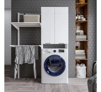 Шкаф Бриклаер Хелена над стиральной машиной белый глянец
