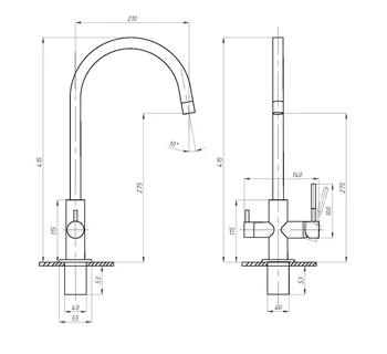 Смеситель для кухни ПРОФСАН ПСМ-300-11 STEEL с подключением фильтра