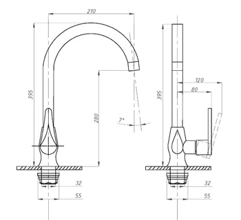 Смеситель для кухни ПРОФСАН ПСМ-300-3 STEEL