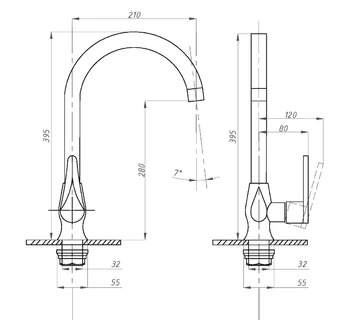 Смеситель для кухни ПРОФСАН ПСМ-301-3 STEEL