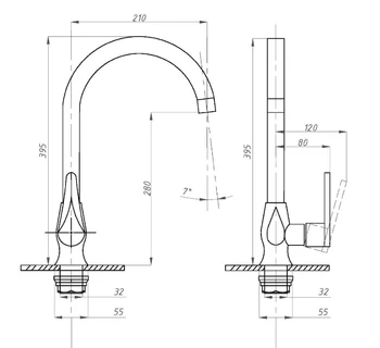 Смеситель для кухни ПРОФСАН ПСМ-303-3 STEEL