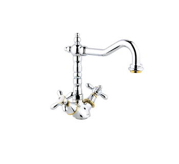 Смеситель для кухонной мойки Timo Ritz 0143FK chrome+gold