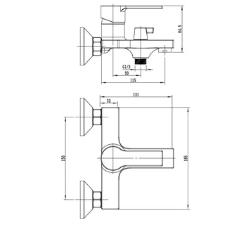 Смеситель для ванны VODA Raft RF54acs