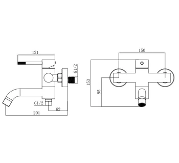 Смеситель для ванны VODA Vessel с аксессуарами VSL54B