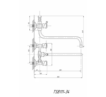 Смеситель для ванны с душем TSARSBERG TSB-111-34
