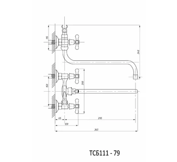 Смеситель для ванны с душем TSARSBERG TSB-111-79