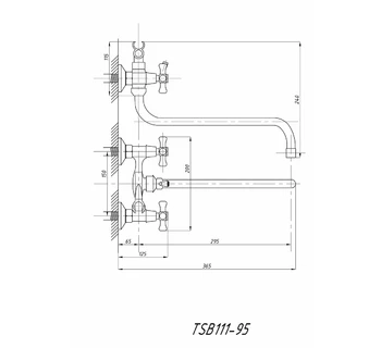 Смеситель для ванны с душем TSARSBERG TSB-111-95