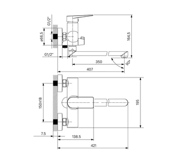 Смеситель для ванны IDDIS Bridge с длинным изливом BRDSB02i10WA
