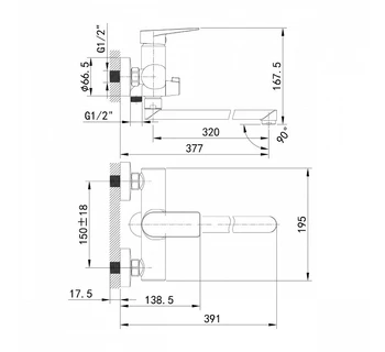 Смеситель для ванны IDDIS Bridge с длинным изливом BRDSB02i10WA