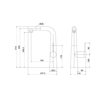 Смеситель для кухни IDDIS Pure PURBLPFi05 с выдвижным изливом и каналом для фильтрованной воды