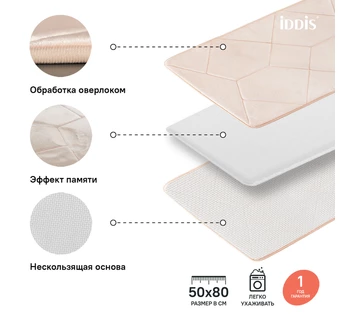 Коврик для ванной комнаты IDDIS B23P580i12 50*80 см полиэстер с запоминающей пеной