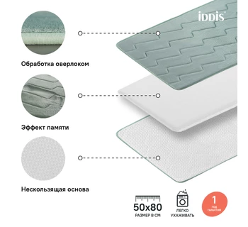 Коврик для ванной комнаты IDDIS B22P580i12 50*80 см полиэстер с запоминающей пеной