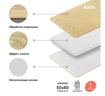 Коврик для ванной комнаты IDDIS B21P580i12 50*80 см полиэстер с запоминающей пеной