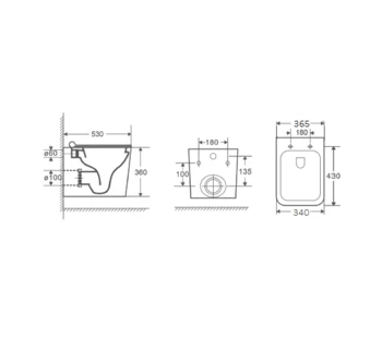Унитаз подвесной безободковый D&K Quadro DT1516016