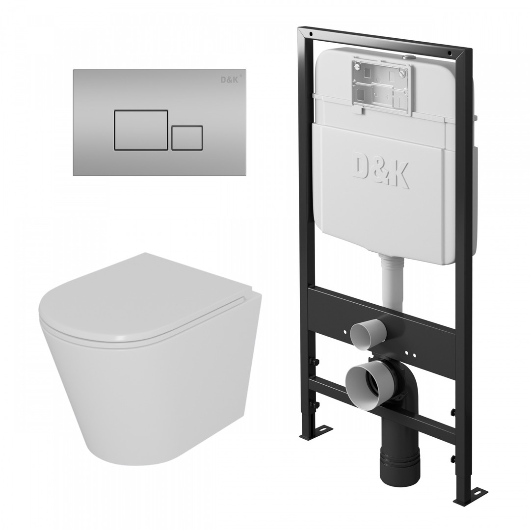Комплект D&K DS1021604 унитаз DT1026016 инсталляция DI8055119 клавиша смыва DB1519002