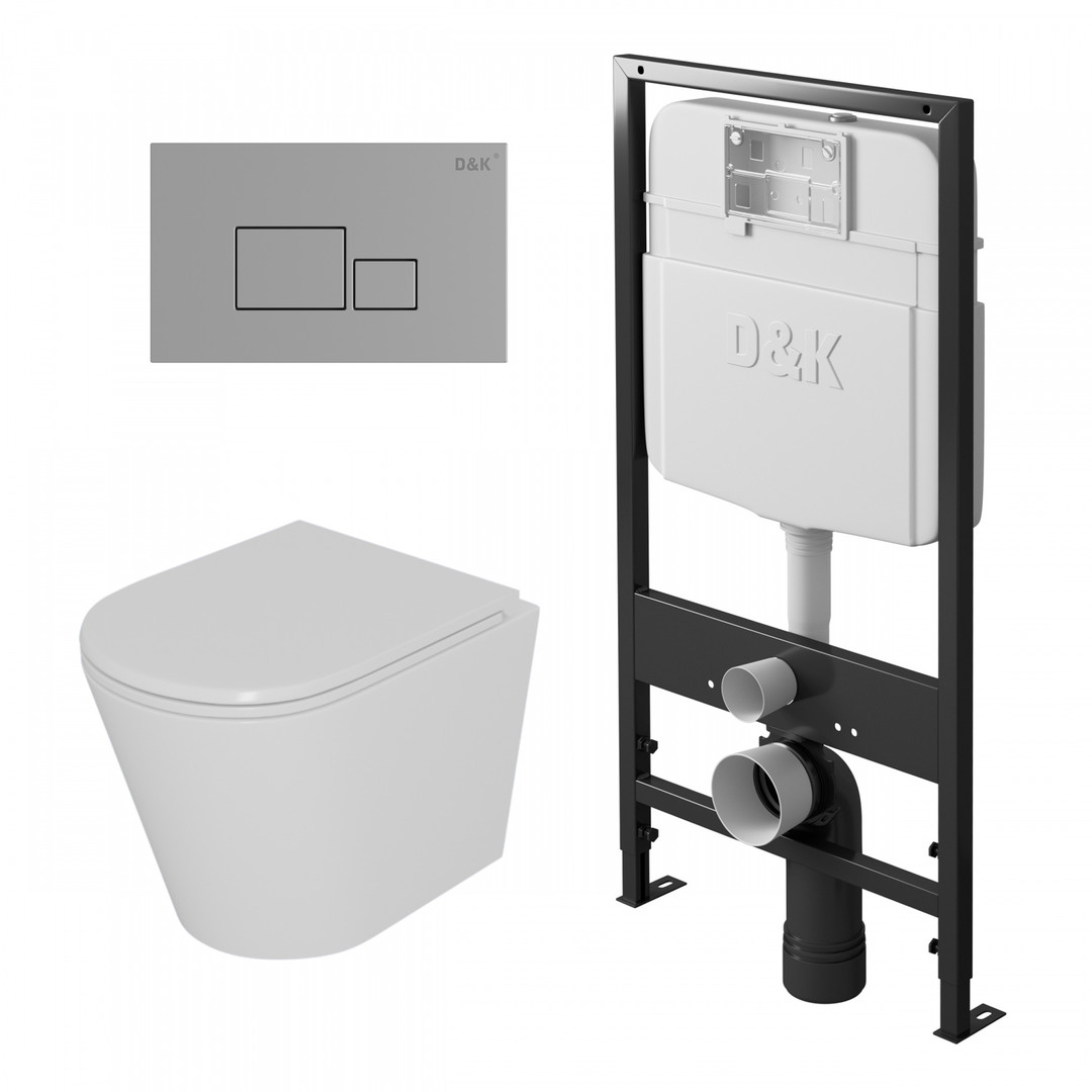 Комплект D&K DS1021606 унитаз DT1026016 инсталляция DI8055119 клавиша смыва DB1519001