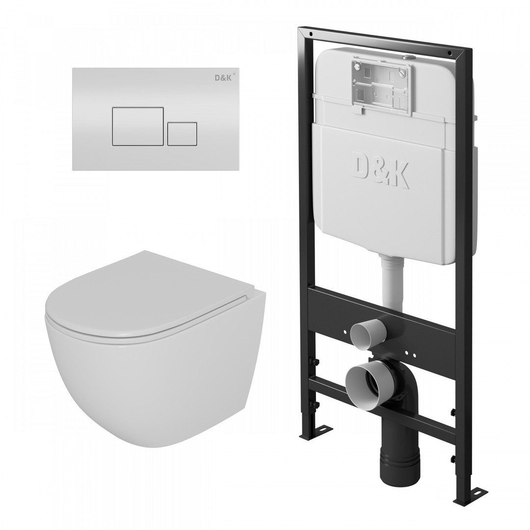 Комплект D&K DS1391602 унитаз DT1396016 инсталляция DI8055119 клавиша смыва DB1519016