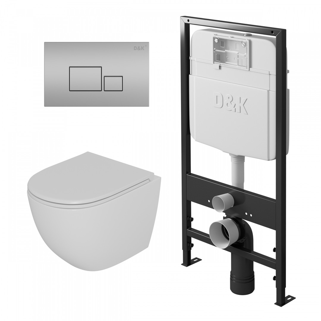 Комплект D&K DS1391604 унитаз DT1396016 инсталляция DI8055119 клавиша смыва DB1519002