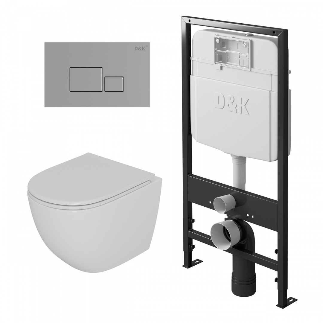 Комплект D&K DS1391606 унитаз DT1396016 инсталляция DI8055119 клавиша смыва DB1519001