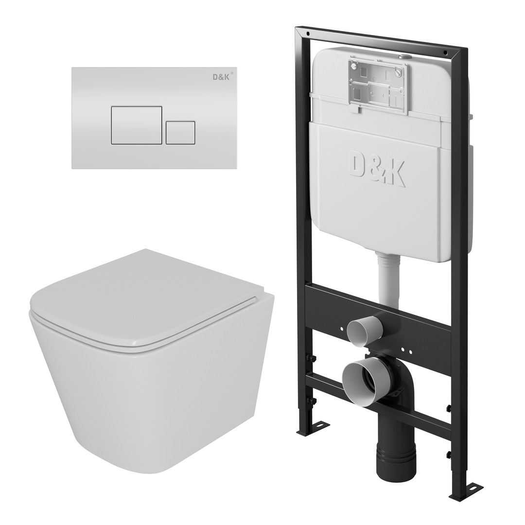 Комплект D&K DS1431602 унитаз DT1436016 инсталляция DI8055119 клавиша смыва DB1519016
