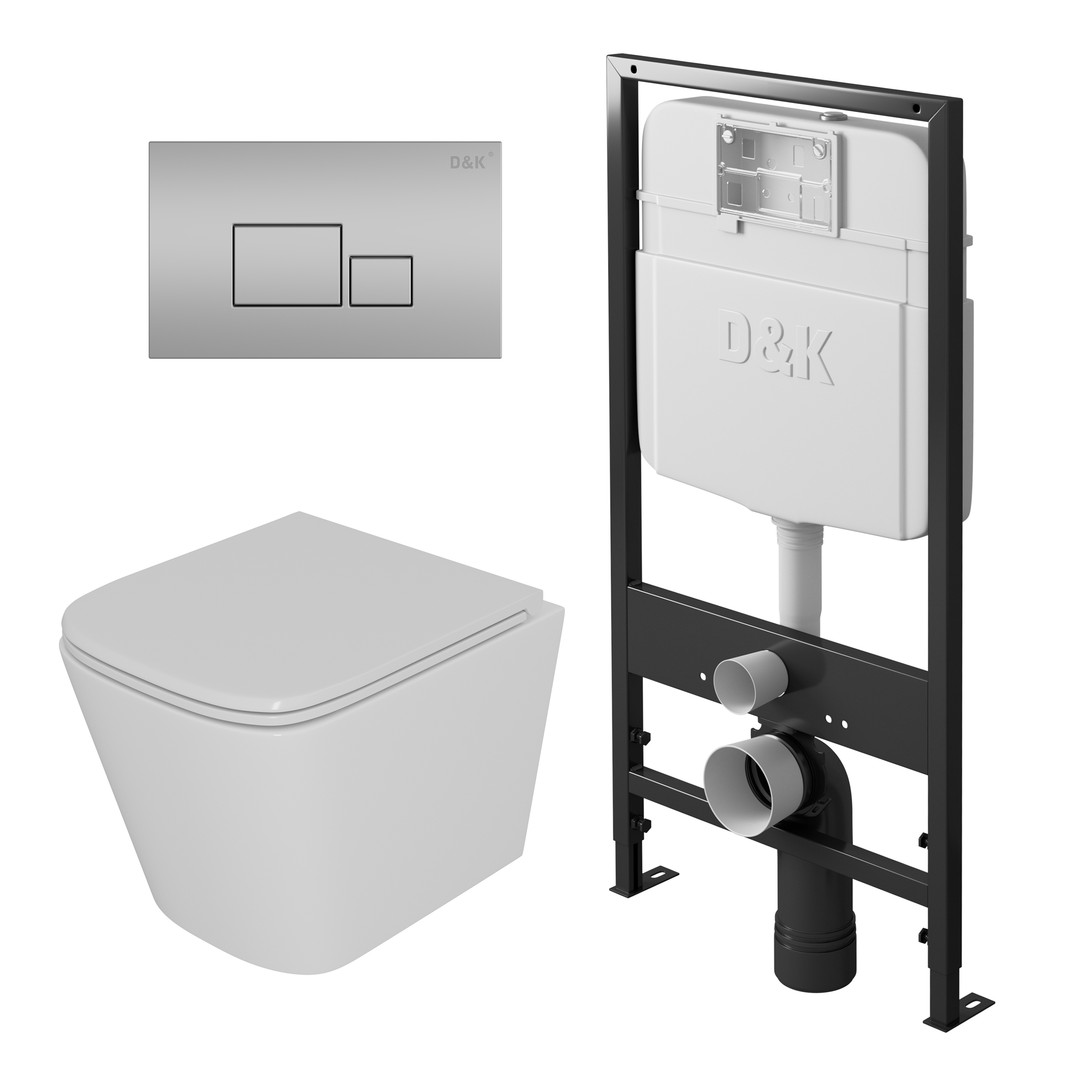 Комплект D&K DS1431604 унитаз DT1436016 инсталляция DI8055119 клавиша смыва DB1519002
