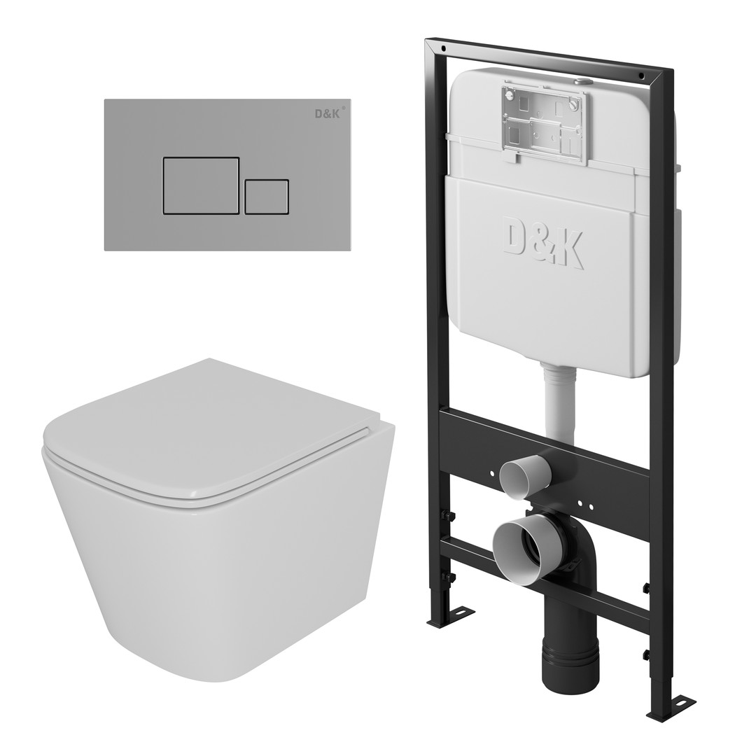 Комплект D&K DS1431606 унитаз DT1436016 инсталляция DI8055119 клавиша смыва DB1519001