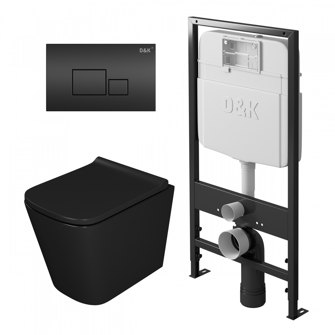 Комплект D&K DS1432502 унитаз DT1436025 инсталляция DI8055119 клавиша смыва DB1519025