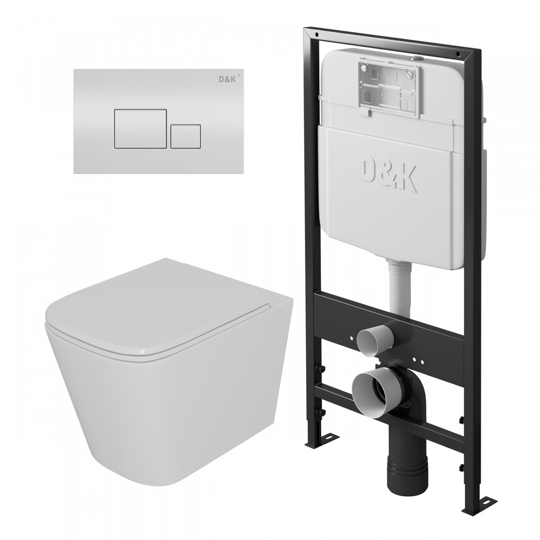 Комплект D&K DS1511602 унитаз DT1516016 инсталляция DI8055119 клавиша смыва DB1519016
