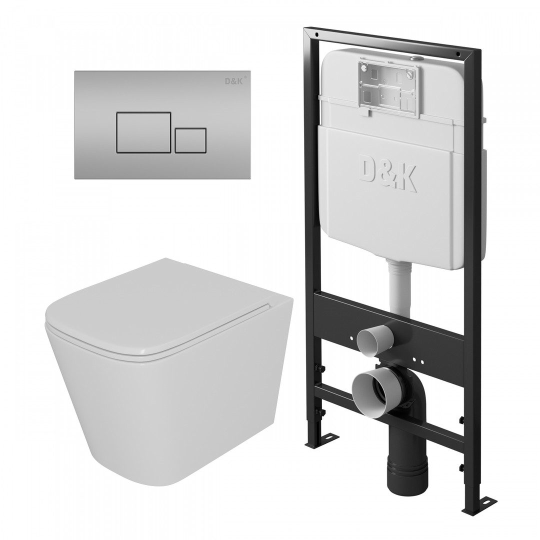 Комплект D&K DS1511604 унитаз DT1516016 инсталляция DI8055119 клавиша смыва DB1519002