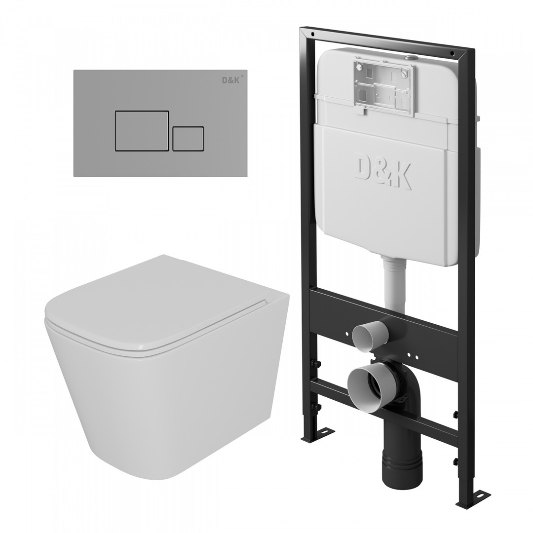 Комплект D&K DS1511606 унитаз DT1516016 инсталляция DI8055119 клавиша смыва DB1519001