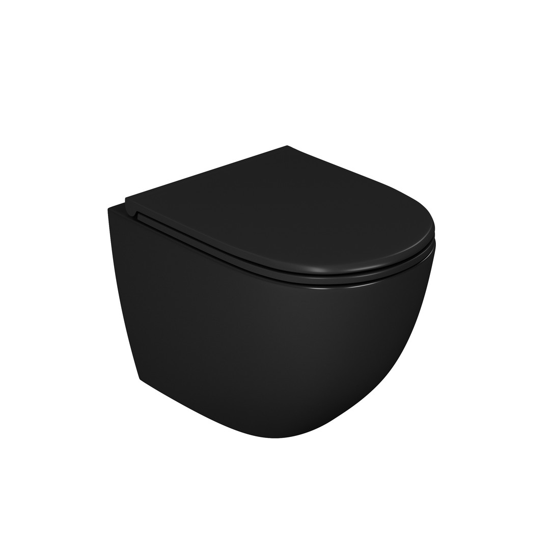 Унитаз подвесной безободковый D&K Matrix DT1396025 сиденье микролифт черный