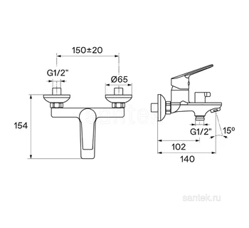 Смеситель Santek Венга для ванны WH5A10003C001