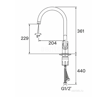 Смеситель Santek Линдос кухонный WH5A41008C001