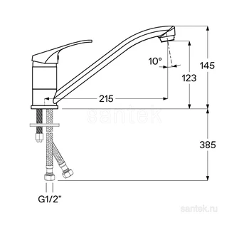 Смеситель Santek Баус кухонный излив 215мм WH5A40010C001