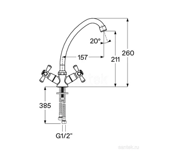 Смеситель Santek Рокс кухонный WH5A41014C001