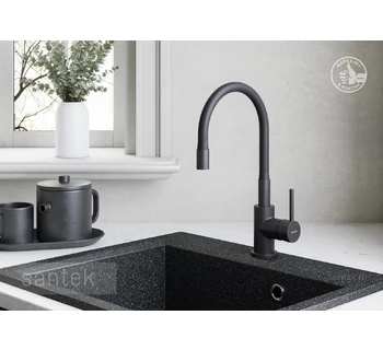Смеситель Santek Тесио кухонный гибкий излив черный матовый WH5A44012N001
